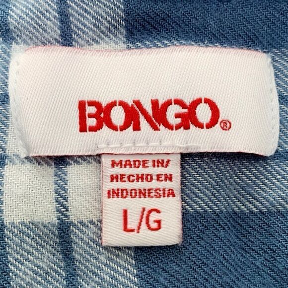 Bongo Women’s Size Large Blue Plaid Button Down Shirt - Picture 8 of 11